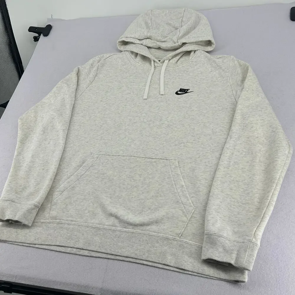 Womens Birch Heather/Black Nike Sportswear Club Fleece Pullover Hoodie XL DQ5793